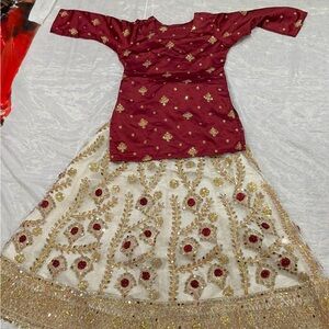 Elegant Maroon and Gold Embroidered Lehenga